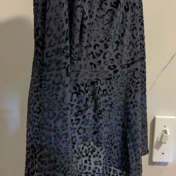 Lane Bryant 22/24 Black Leopard Print Mock Neck Sheer Mesh Long Sleeve Blouse - Picture 7 of 13